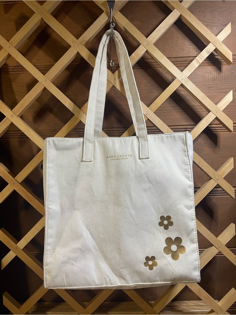 Marc Jacobs “GWP” Cream Canvas Tote / Metallic Gold -tone Accented Daisy’s